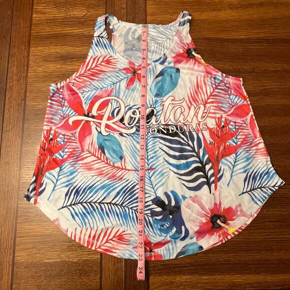 Roatan Honduras Tropical Print Palm Tree Tank Size Medium - Picture 4 of 10